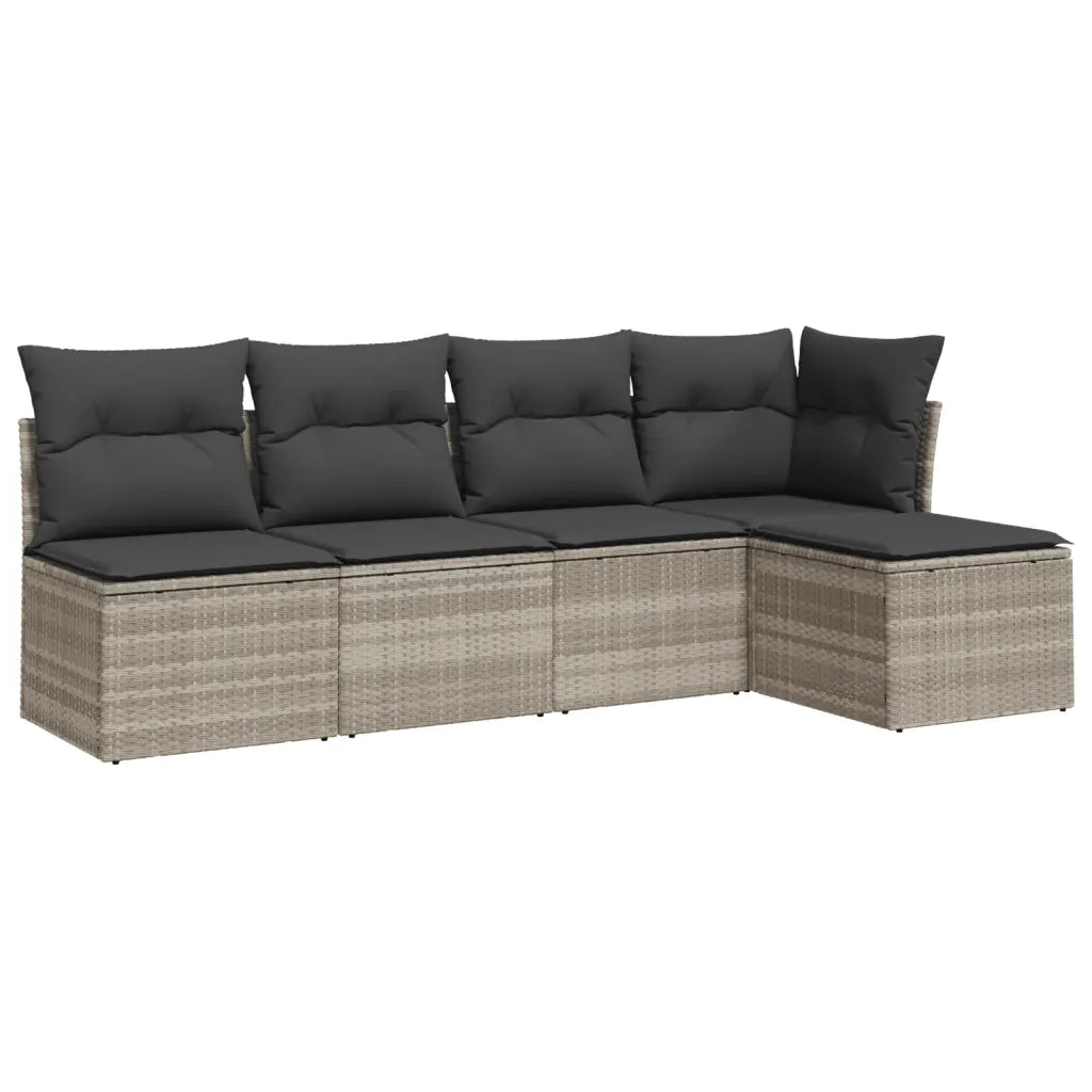 Set Divano da Giardino 5pz con Cuscini Grigio Chiaro Polyrattan 3249361