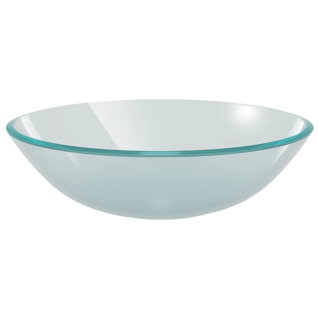 Lavandino con Rubinetto e Piletta-Lavabo-Lavello in Vetro Temperato Satinato 239937