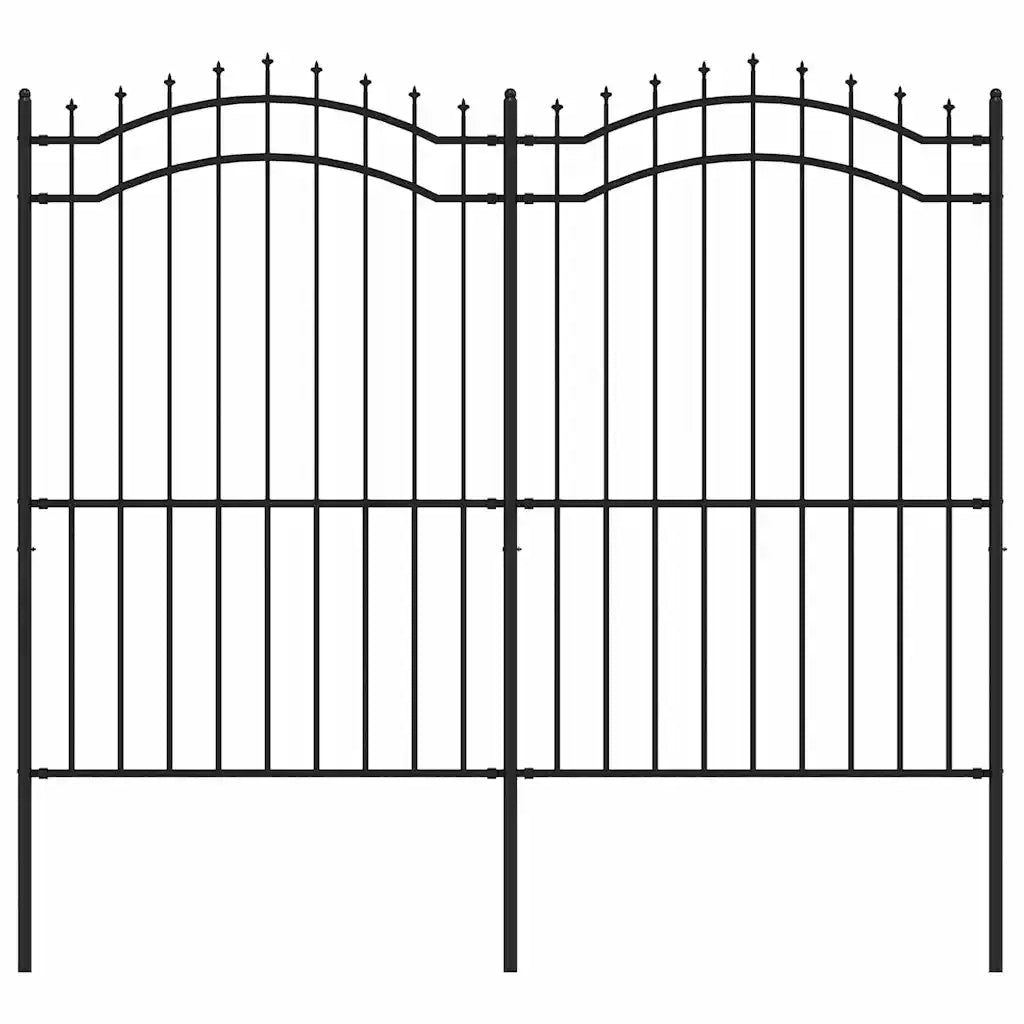 Recinzione da Giardino con Punta a Lancia Nera 222cm Acciaio cod mxl 10478