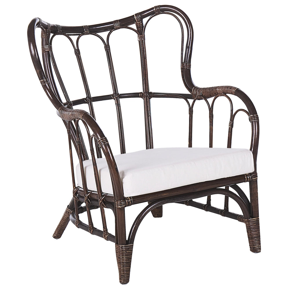 Lounge Set da Giardino 4 Posti in Rattan Naturale Marrone e cuscini Beige