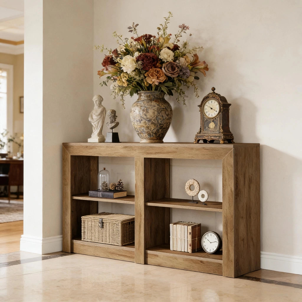 CONSOLE 150x35x85 cm a 3 livelli in MDF marrone