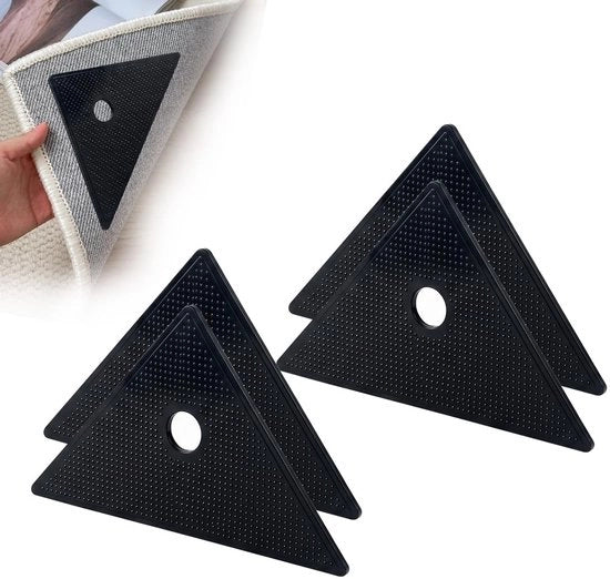 Set di 4 tappeti adesivi, base antiscivolo, pad asciugabile e riutilizzabile, nero