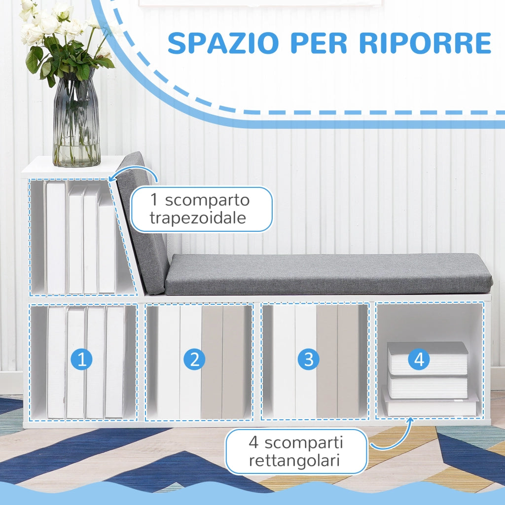 Libreria a 5 Ripiani Aperti ¨C zephmum ¨C Legno, Grigio, 108x30x60 cm