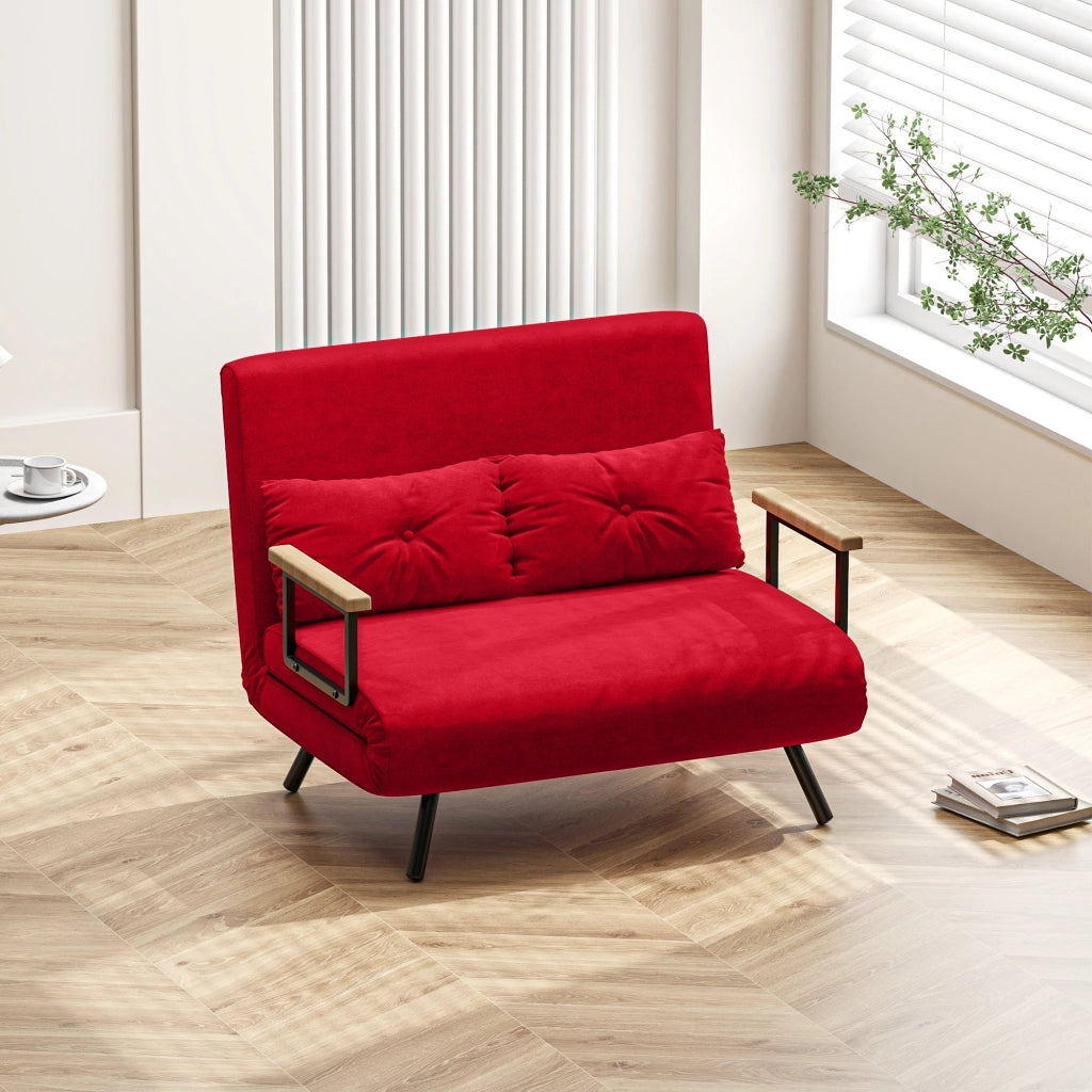 Divano Letto Schienale Regolabile 102x73x81 cm in Velluto Rosso