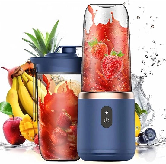 Blender portatile caricabile via USB - mixer per smoothie con 6 lame - bicchiere per succhi di frutta