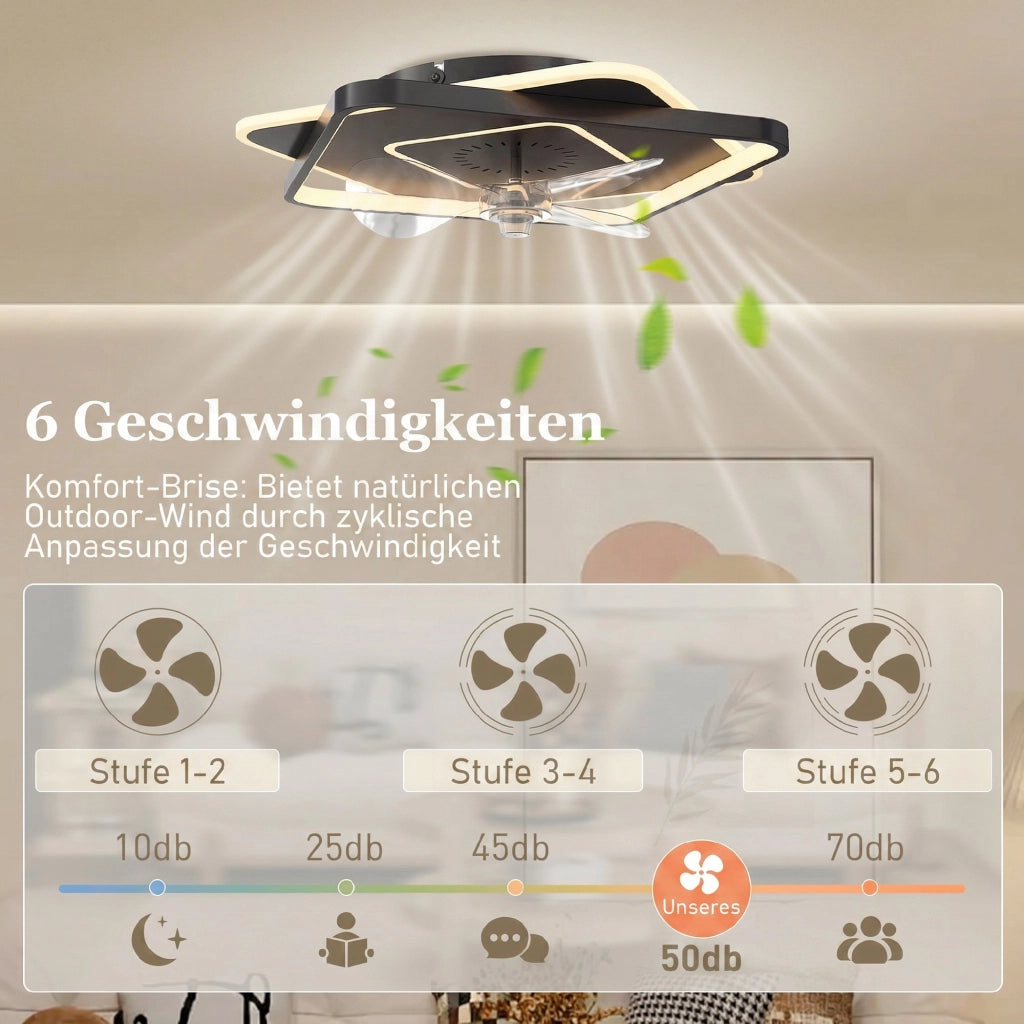 Ventilatore da soffitto con luce LED e telecomando ¨C Xylo ¨C 6 velocit¨¤, 3 temperature di colore