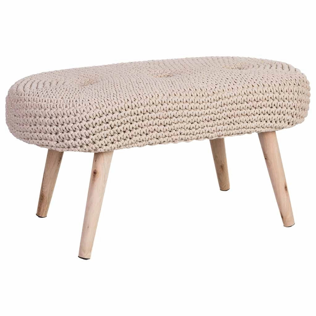 Panca in legno e cotone 82x43x43h cm beige