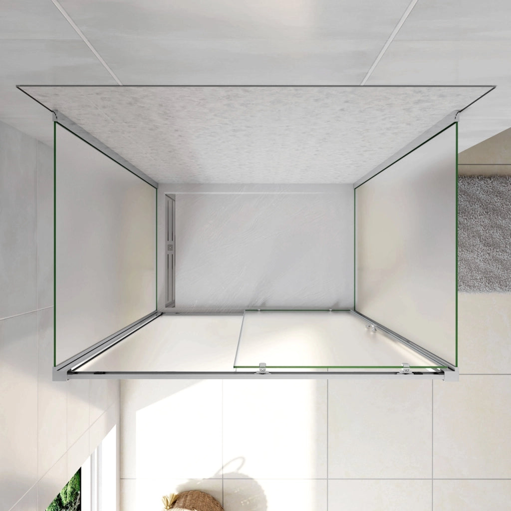 H.185 cm Box Doccia a Tre Lati Porta Scorrevole con 2 Parete Fissa Vetro Temperato 5 mm Satinato Opaco 100x70x70 cm