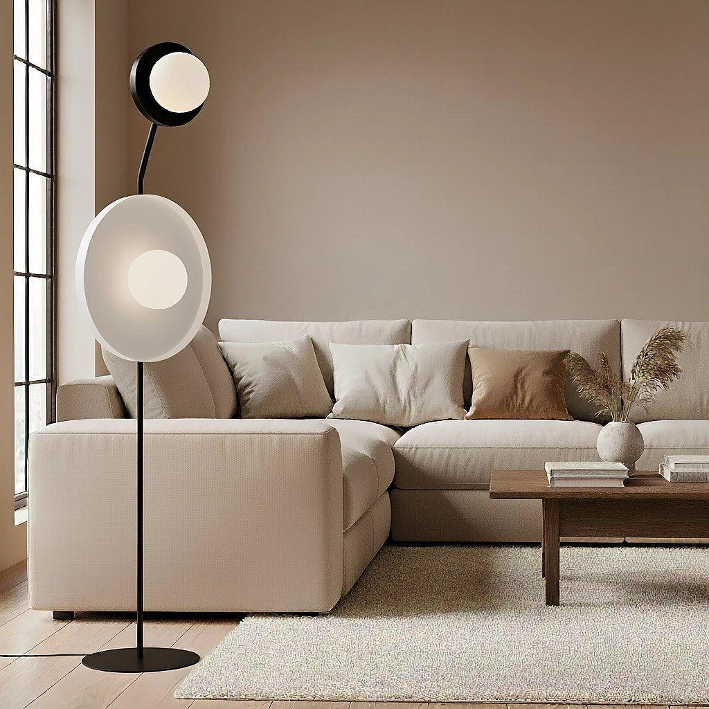 Lampada da terra moderna nero/bianco dischi 2xG9 KISS Emibig