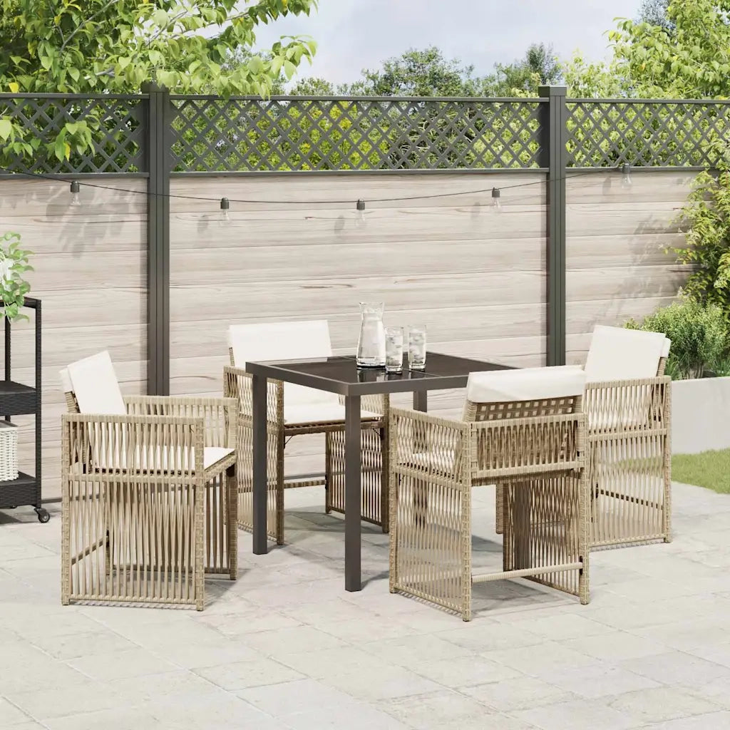 Set da Pranzo per Giardino 5 pcs Beige polyrattan