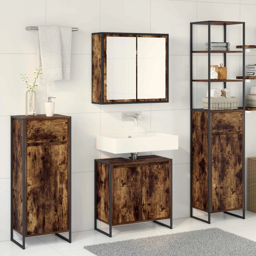 Set di mobili per il bagno Rovere fumé Legno multistrato 3403054