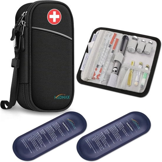 Custodia per Insulina - Borsa Portatile - 2 Unità - Nero - Impermeabile