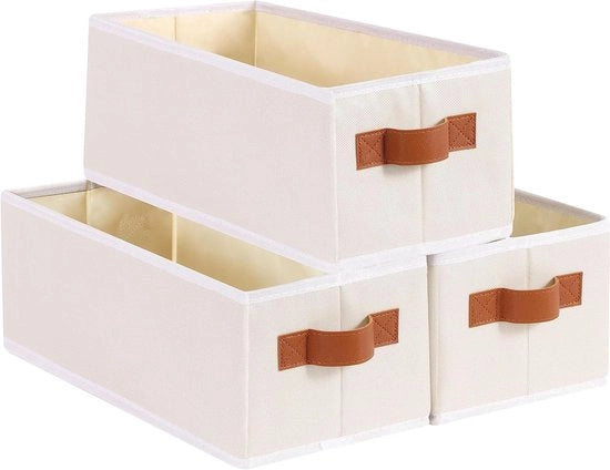 Cassa di stoccaggio pieghevole con maniglia - Beige - 38 x 155 x 13 cm - 3 pezzi