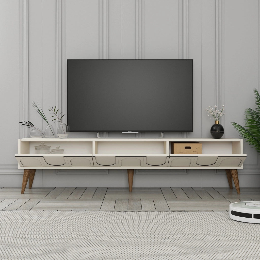 Mobile TV in legno "Lyon" - 180 x 35 x 44 cm - Crema/Noce