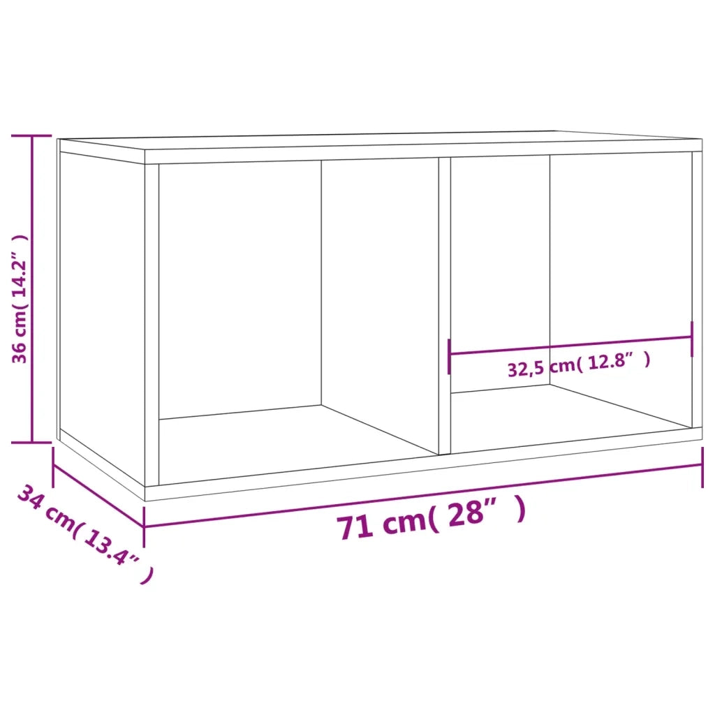 Contenitore per Vinili Rovere 71x34x36 cm in Legno Multistrato 800120