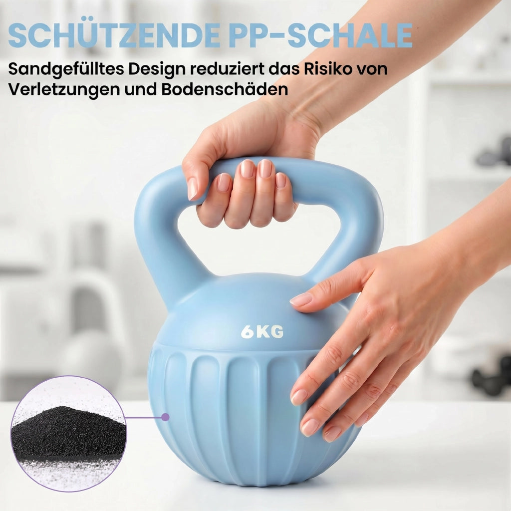 Kettlebell 6 kg ¨C Xylo ¨C Sabbia Blu 17x17x23 cm
