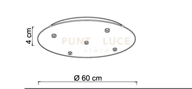 BASE-5L N base tonda d.60cm nero opaco 5 luci