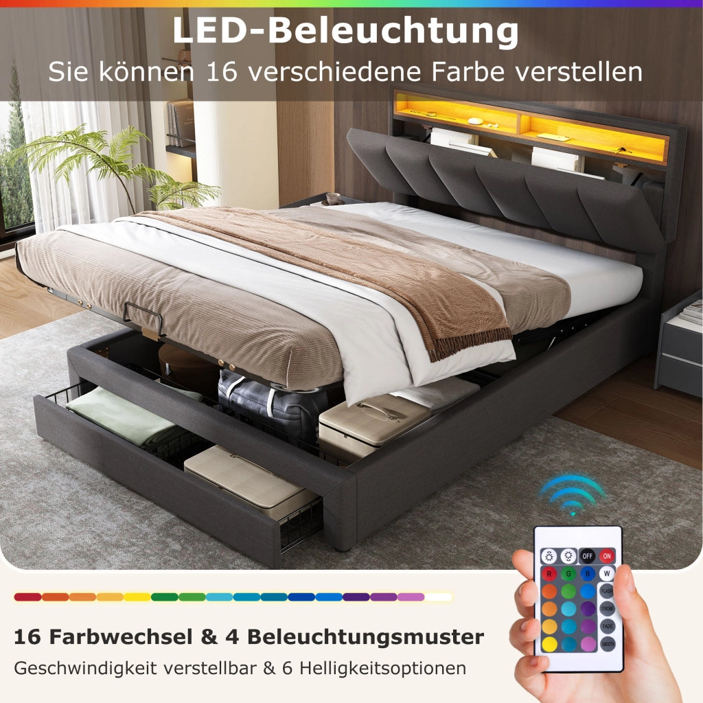 letto imbottito acciaio grigio scuro 160 x 200 cm