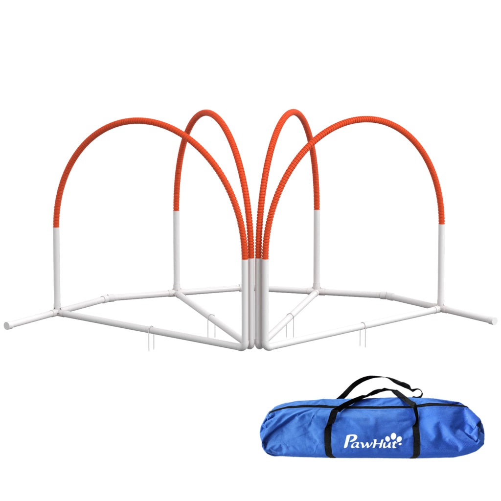 Set per cani Agility 4 pezzi ¨C zephmum ¨C bianco+arancione 89x69x99 cm