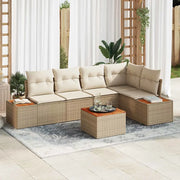 Set Divano da Giardino con cuscino 6 pcs Beige Poly Rattan 3348092