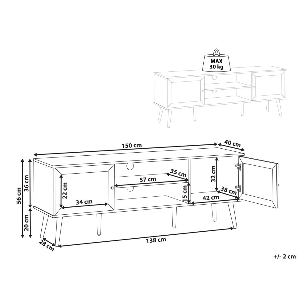 Mobile TV Legno chiaro Truciolato Gambe in legno di pino Mobile TV Credenza con ante in vetro Stile minimalista