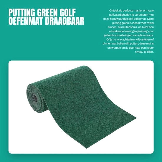 Solidchoice- Golfmat Trainingsmat 0,3x3m - Oefenmat - Kunstgras - Indoor/Outdoor - Draagbaar - Polyester/Sponsschuim Basis