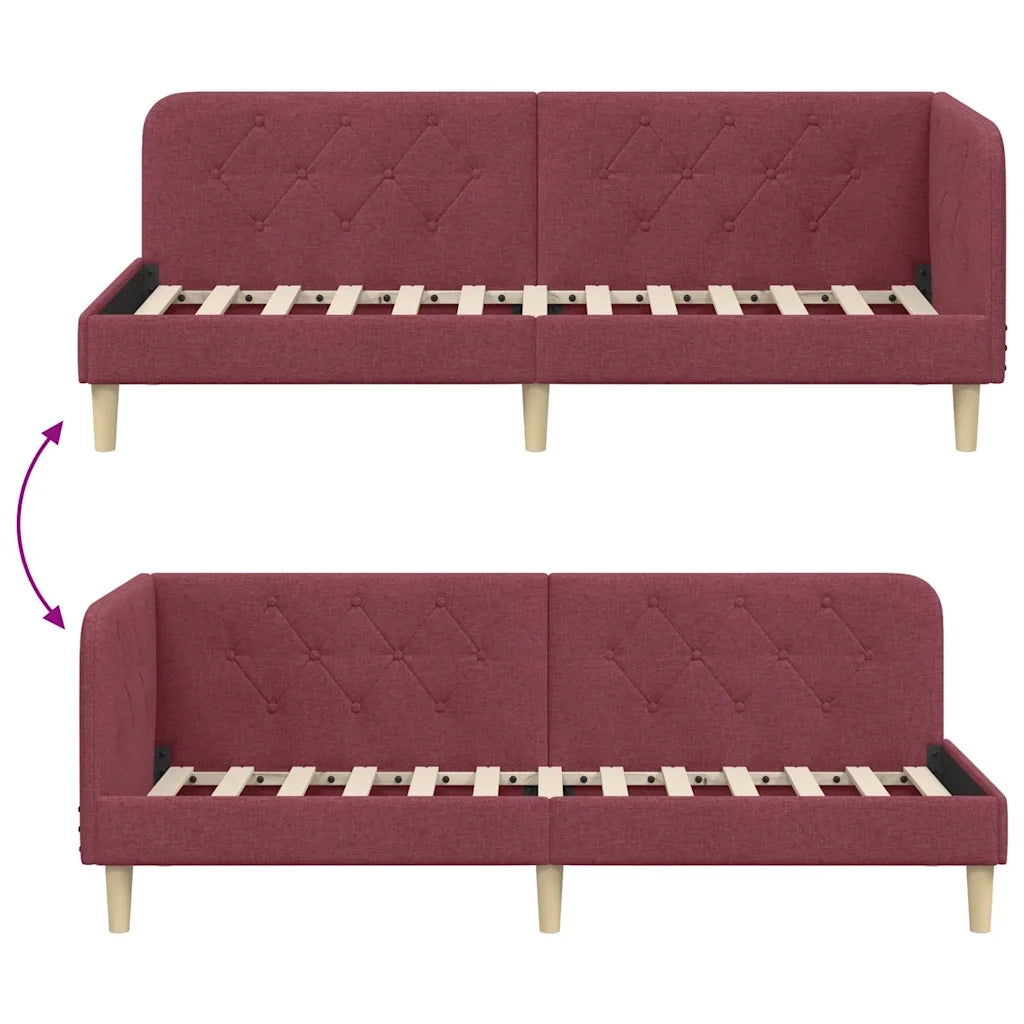 Cornice del letto ad angolo Rosso Vino 80 x 200 cm Tessuto 42016556