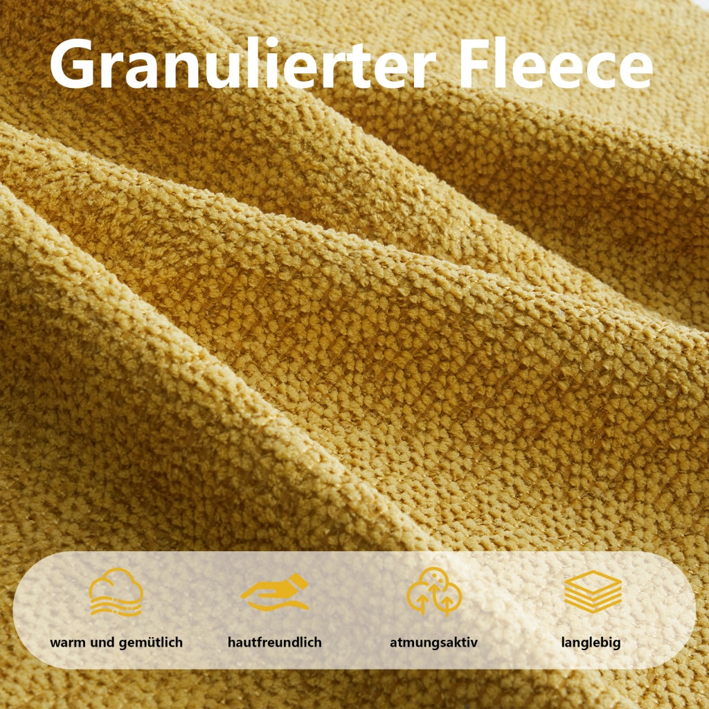 SOFA Modulare con Ottoman, Giallo, Fleece granulato