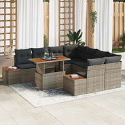 Set da Pranzo per Giardino con cuscino 9 pcs Grigio e Marrone 3350056