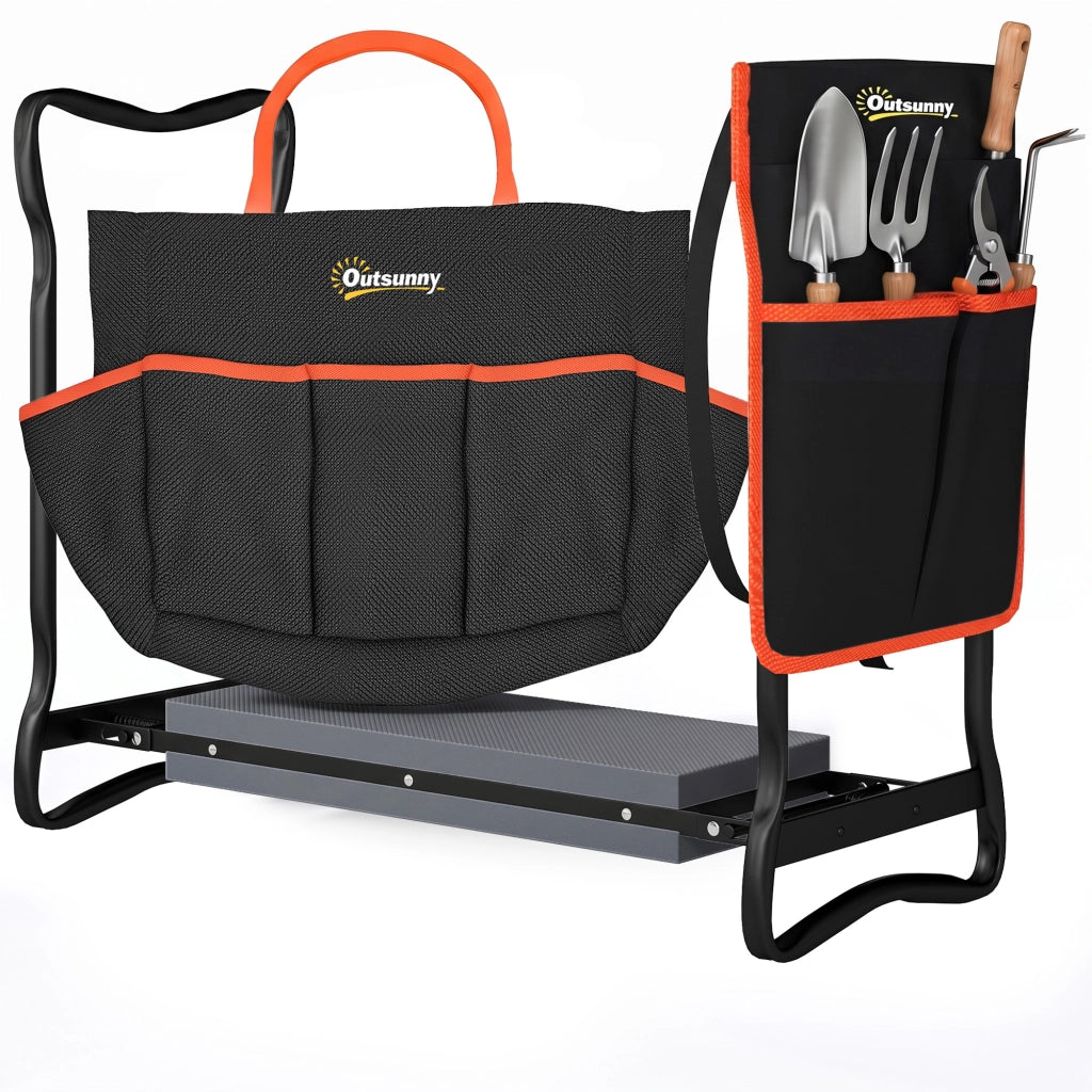 Sgabello Pieghevole da Giardino con Cuscino in EVA e Tasca ¨C Zephmum ¨C Grigio