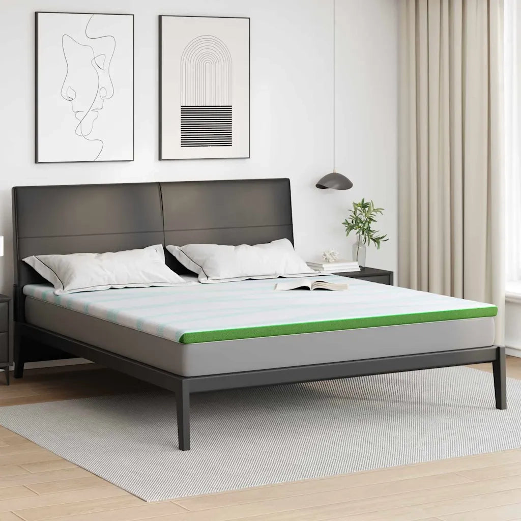Topper per materasso Bianco e Verde 180 x 200 cm 4106174
