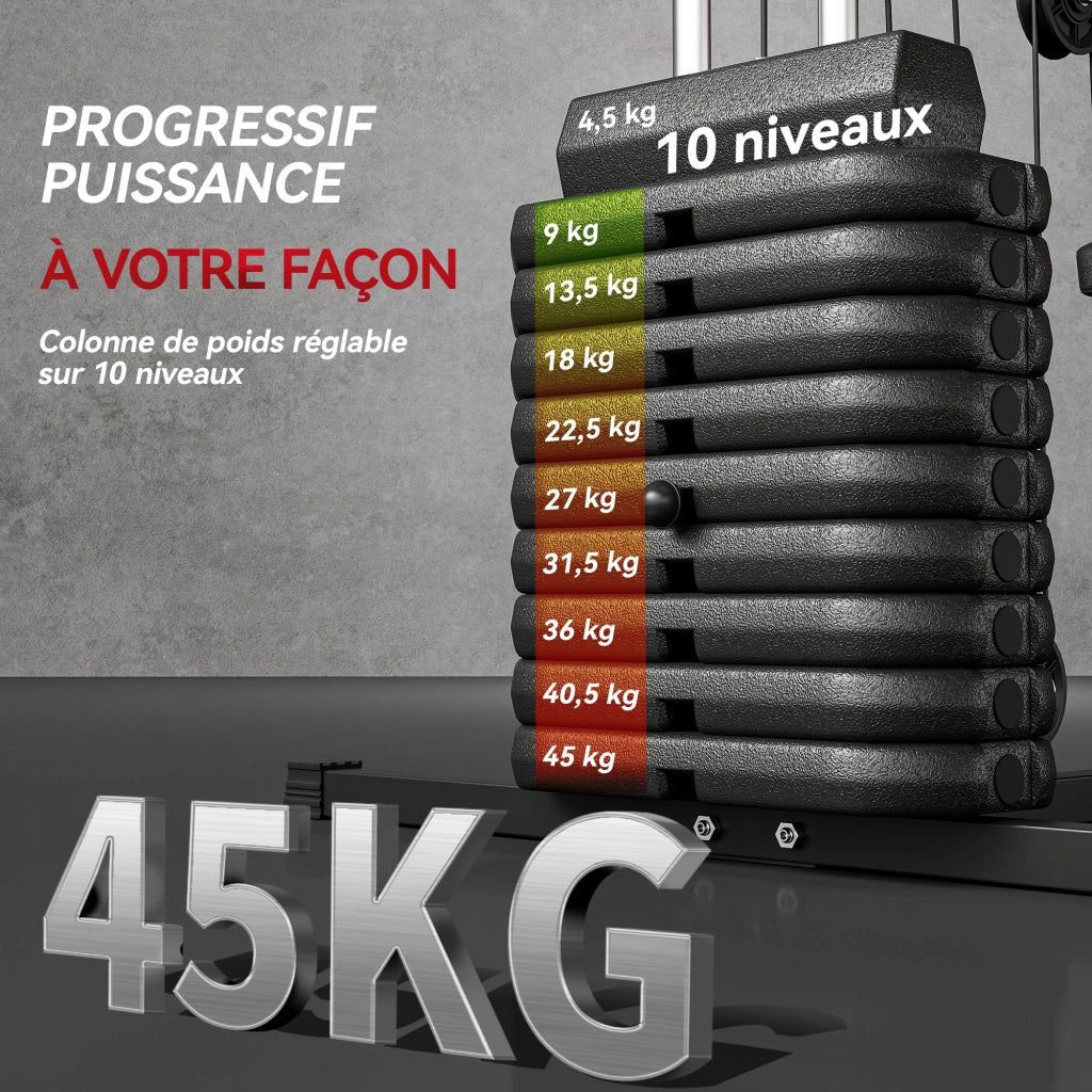 Attrezzo Fitness Multifunzione con 9 Pesi 5 kg ¨C Minimal ¨C 200x135x103 cm