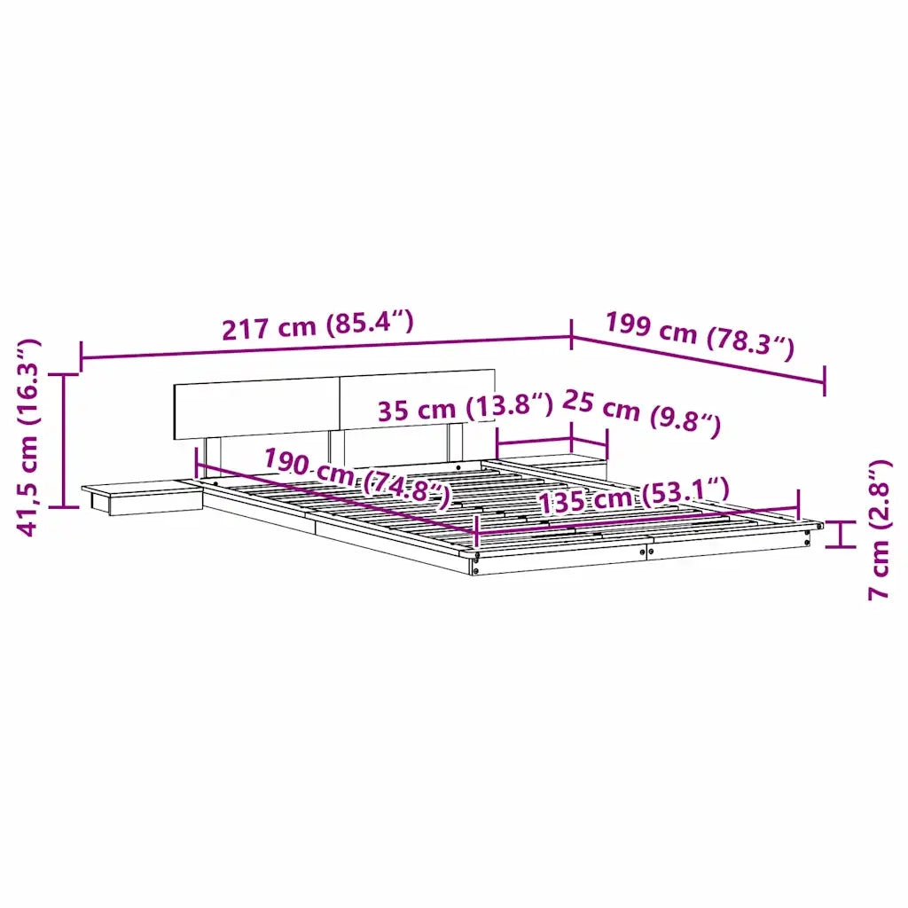 Struttura del letto-Giroletto Marrone 135 x 190 cm legno 353032