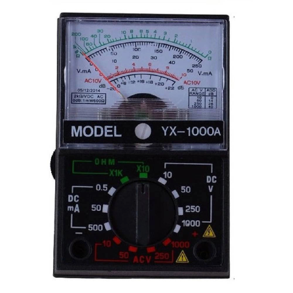 Trade Shop - Mini Tester Analogico Multimetro Portatile Con Puntali Misuratore Di Tensione -