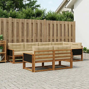Set di divani da esterno con cuscino 7 pcs Naturale e Beige 3382636