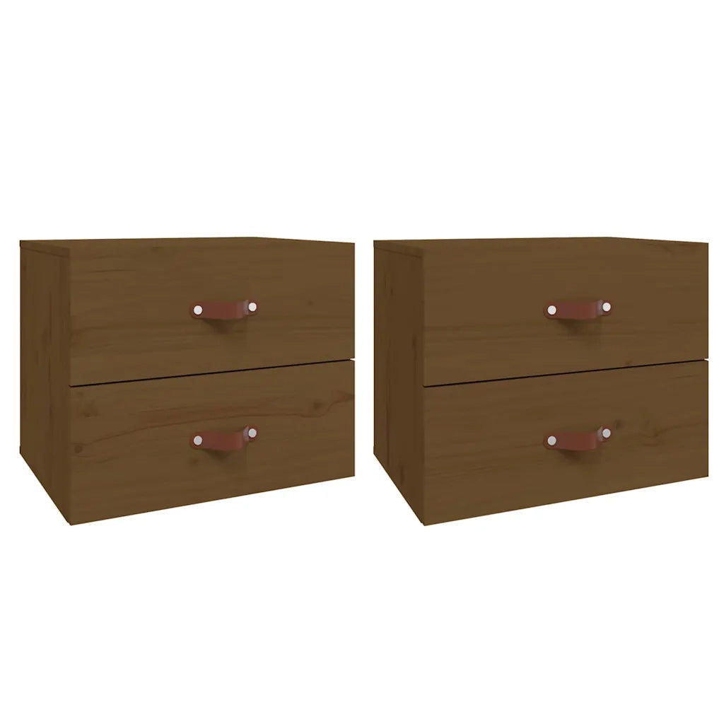 Set di 2 Comodini | Armadio da Notte | Mobiletto da notte a Muro Marrone ambra 50x36x40 cm