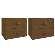 Set di 2 Comodini | Armadio da Notte | Mobiletto da notte a Muro Marrone ambra 50x36x40 cm