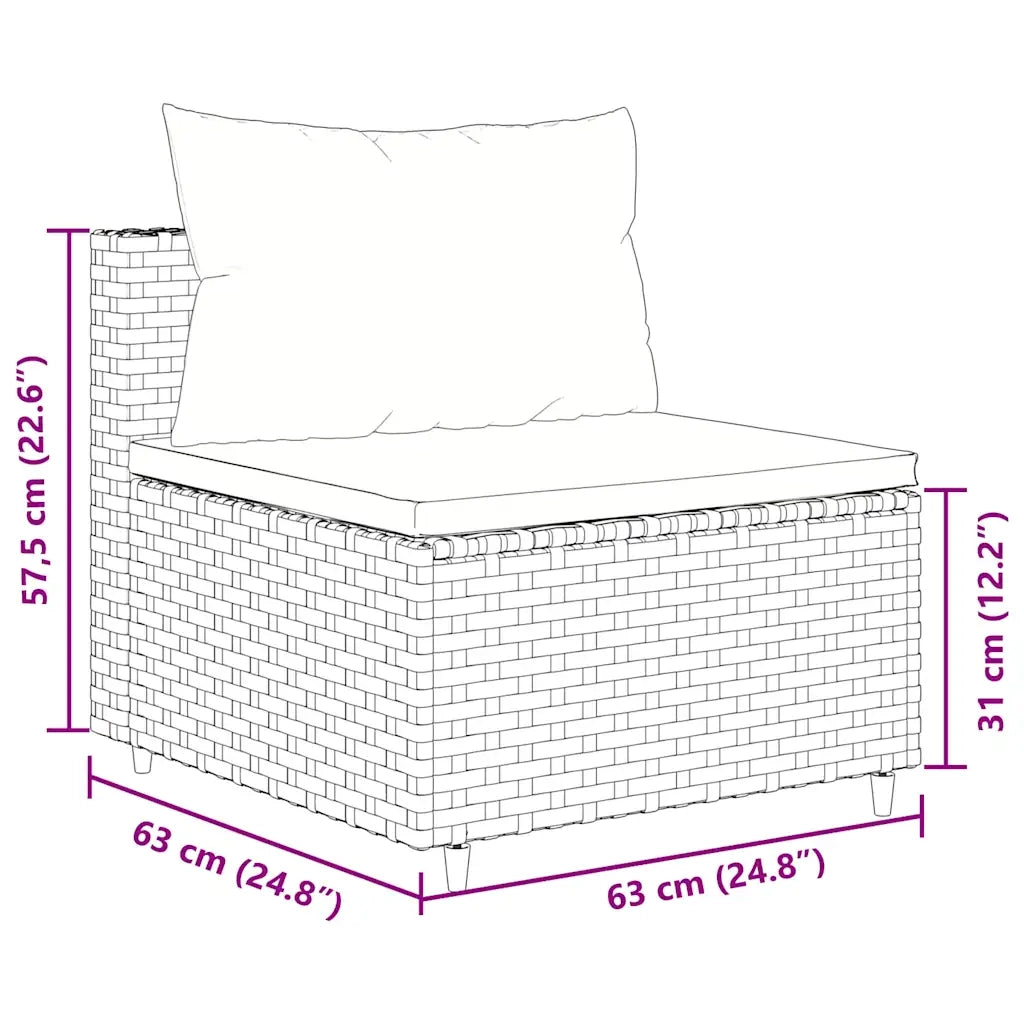 Set Divano da Giardino 3 pz con Cuscini Marrone in Polyrattan 3308449