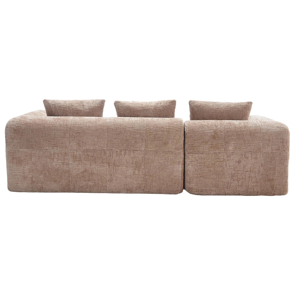 Divano angolare moderno - Xylo - 3 posti in L, chenille, kaki