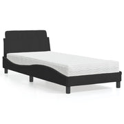 Letto con Materasso Dover Nero 90x190 cm in Velluto