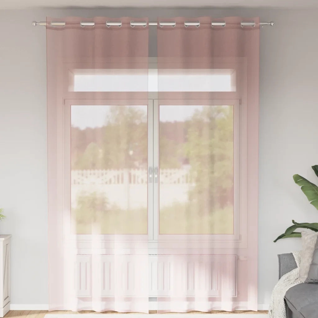 Tende in Voile con Occhielli 2 pz Rosa Chiaro 140x300 cm