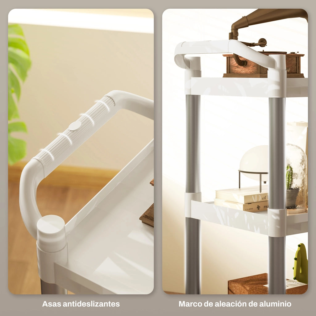 Carrello da Cucina a 3 Livelli ¨C Minimal ¨C Bianco 88x44x93 cm