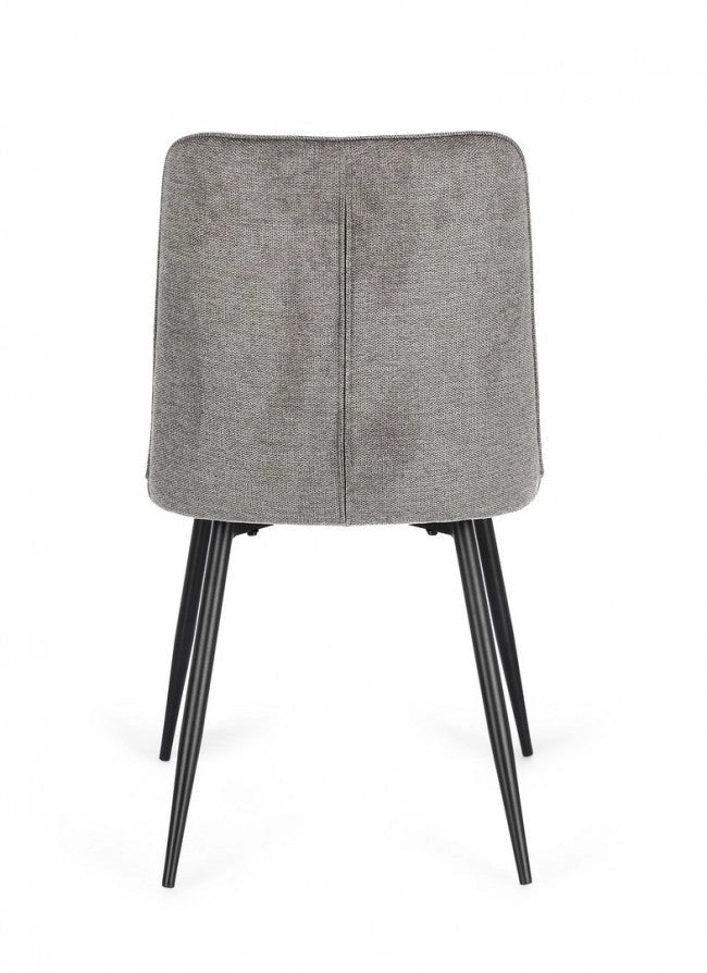 Set 4 Sedie 48x62x84 cm Cora in Tessuto Nero e Grigio Scuro