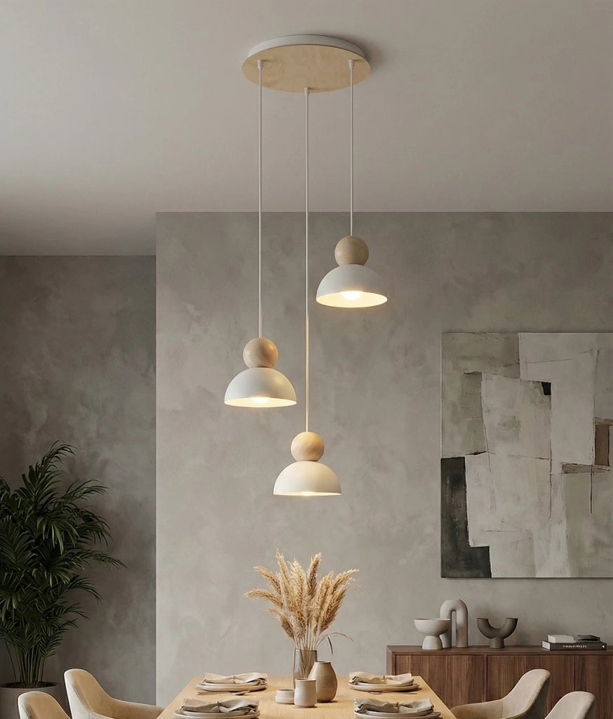 Plafoniera KAKI japandi in feltro bianco-beige