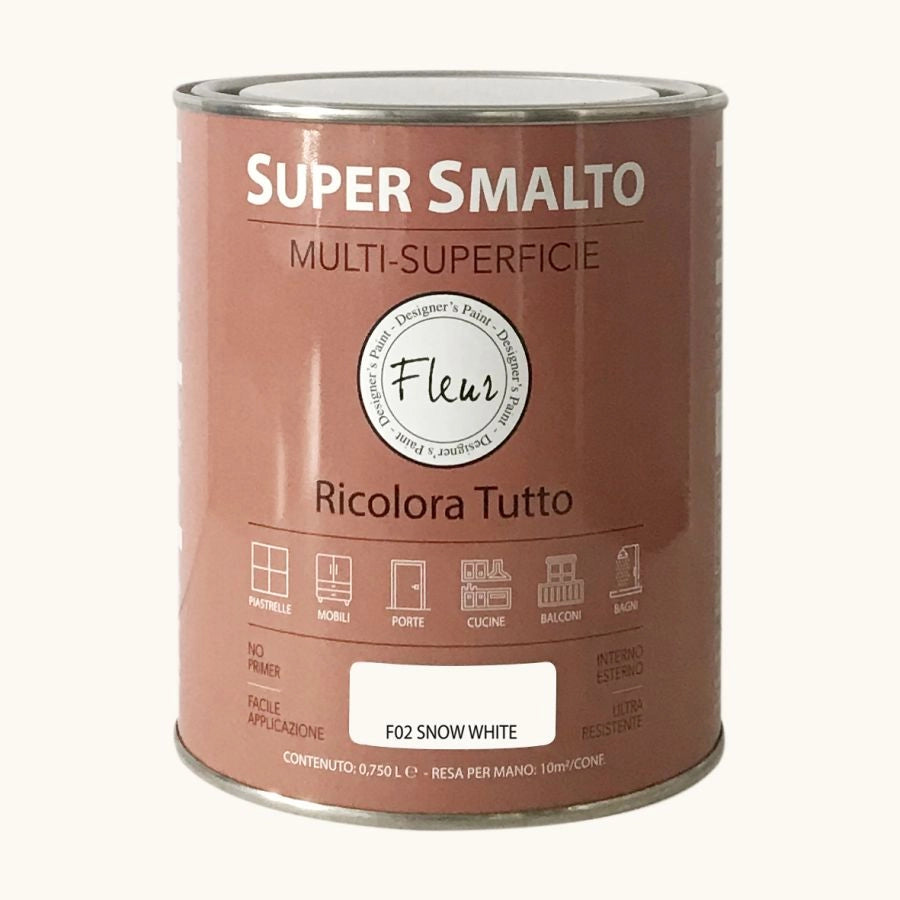 SMALTO ALL'ACQUA MULTI-SUPERFICIE FLEUR 750ML F02 SNOW WHITE
