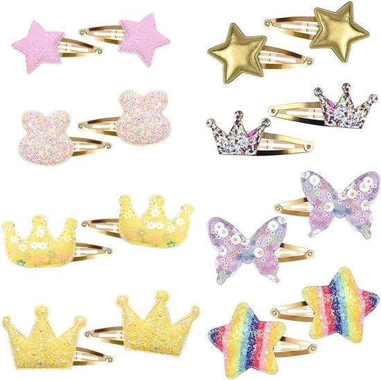 Set di 16 spille per capelli in metallo colorato per ragazze e bambini
