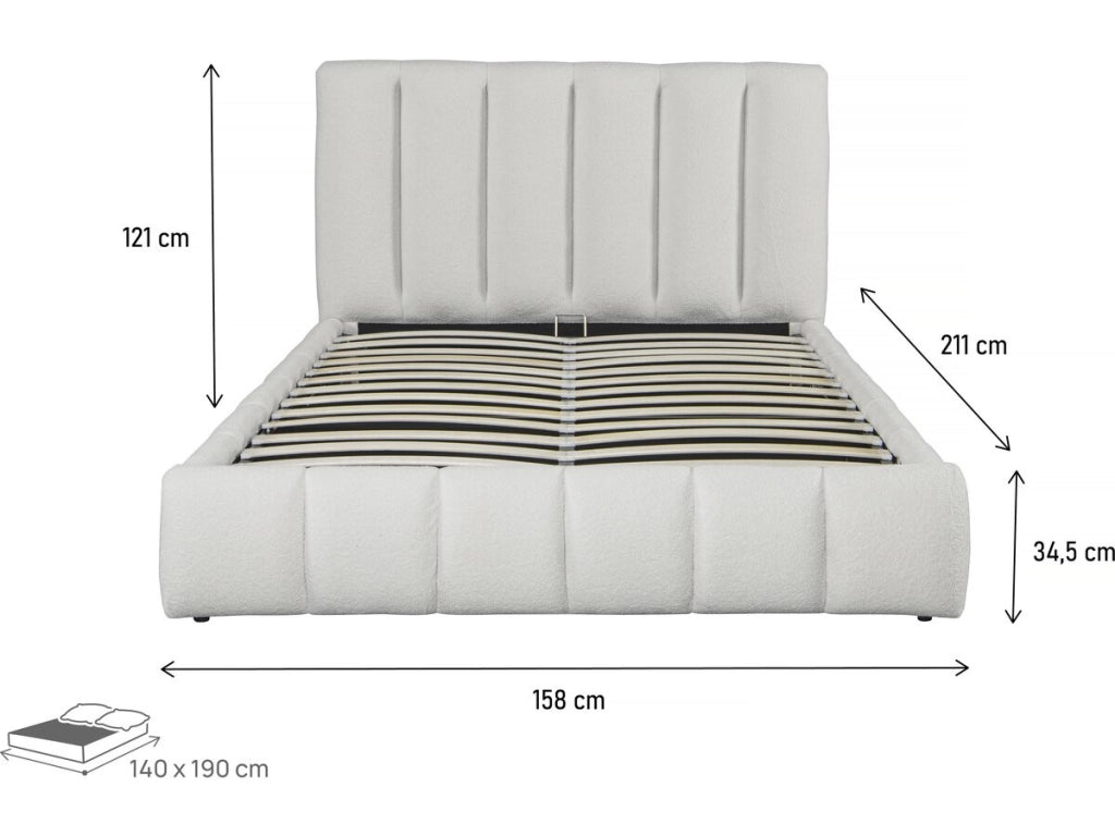 Letto con cassettone "Annie" - 140 x 190 cm - Bianco
