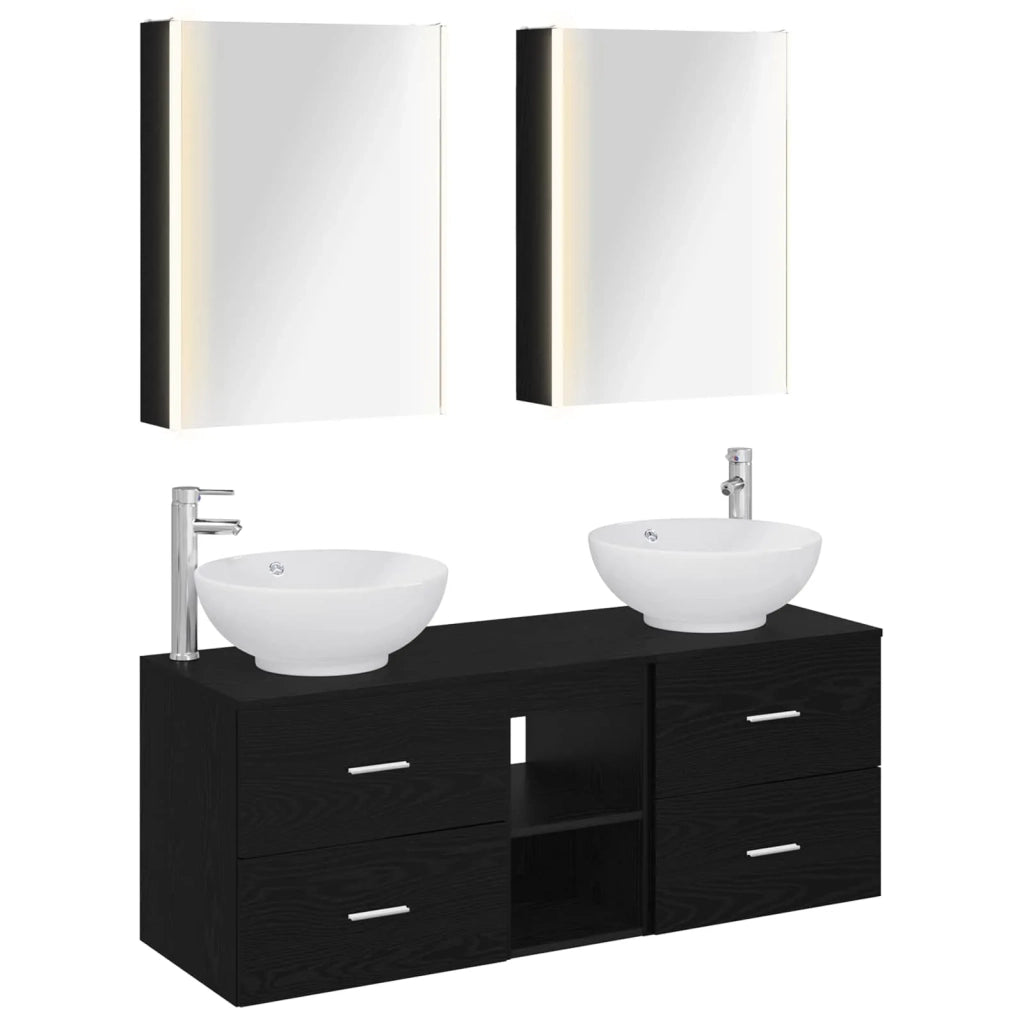 Set di mobili per il bagno 5 pcs Rovere Nero 3406968