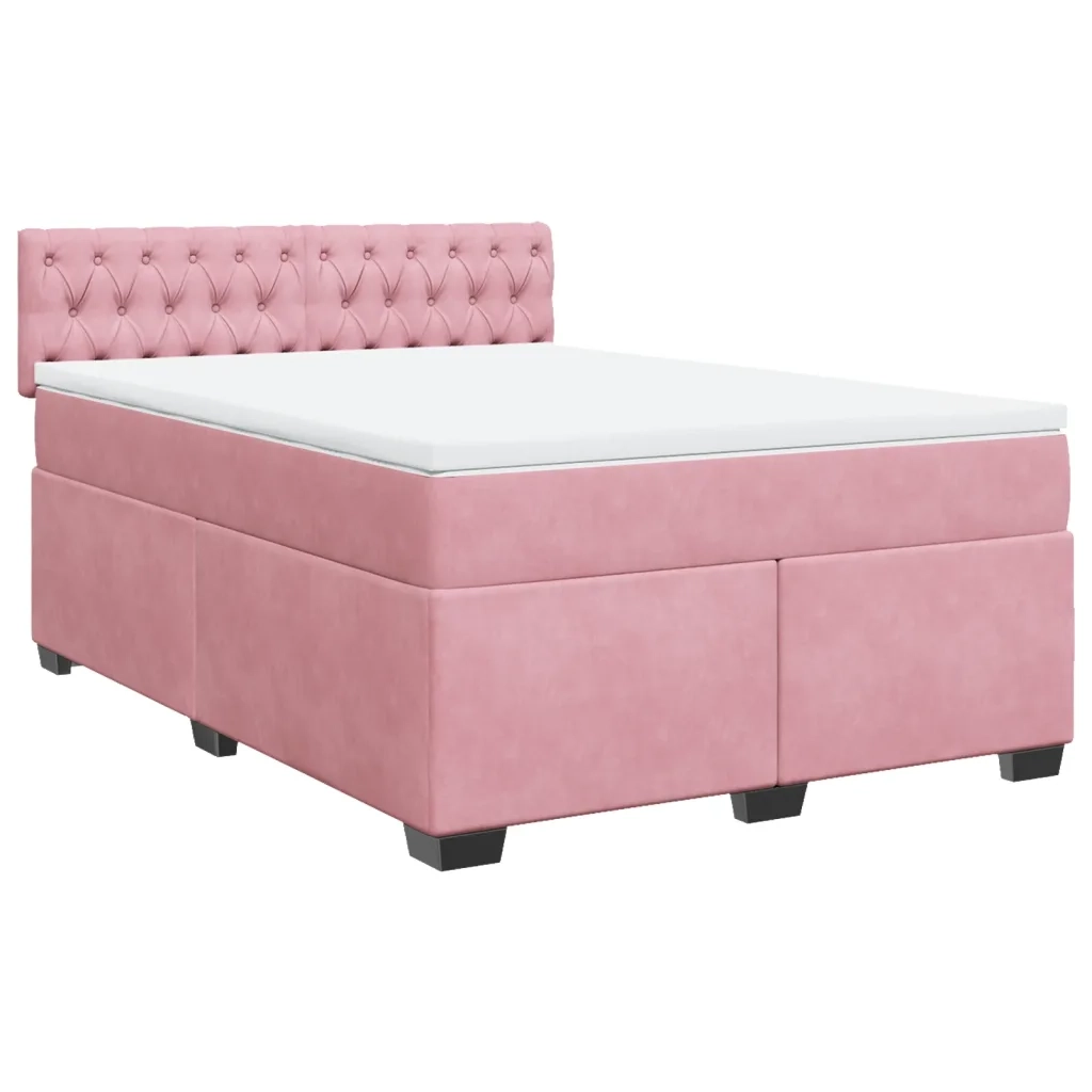 Giroletto a Molle con Materasso Rosa 160x200 cm in Velluto 3286365