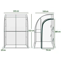 Serra da giardino adossata con 2 porte con cerniera avvolgibili in acciao PVC transparente